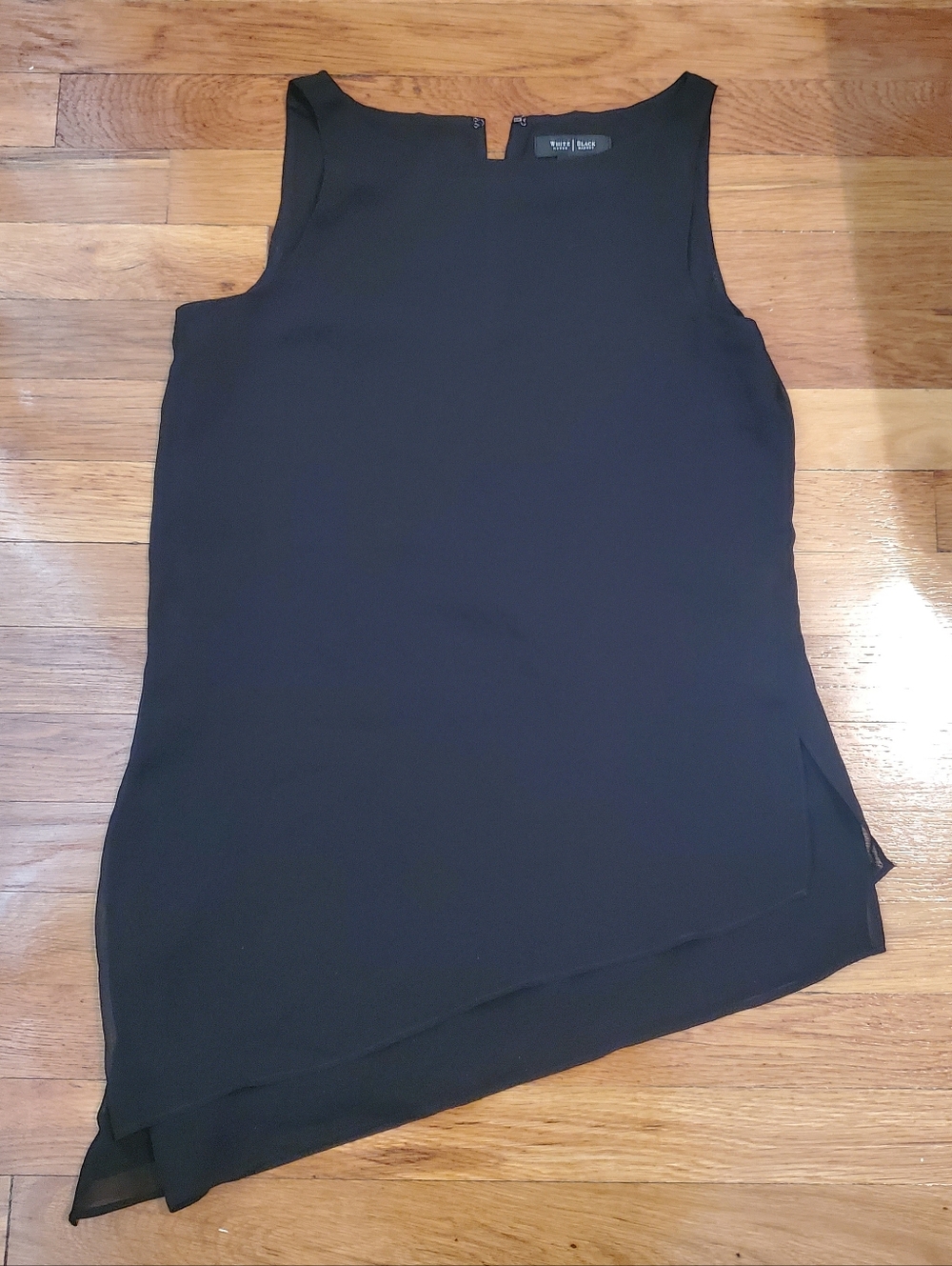 Sleeveless Black Asymmetrical Shift Top